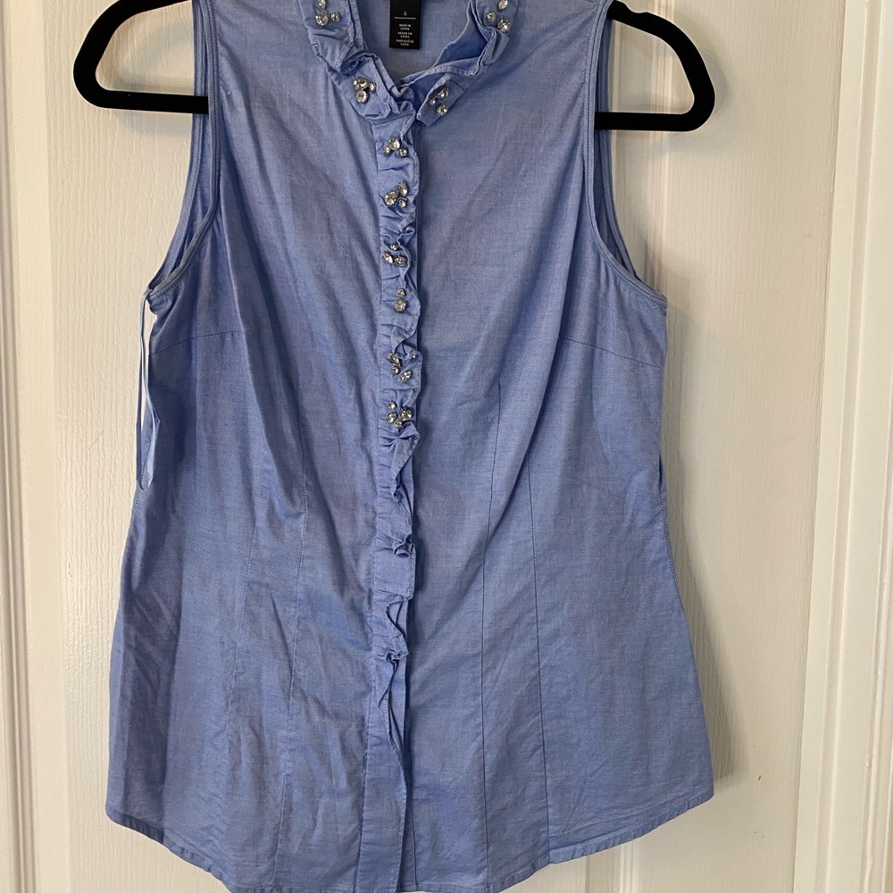 White House Black Market Light Blue Sleeveless Blouse